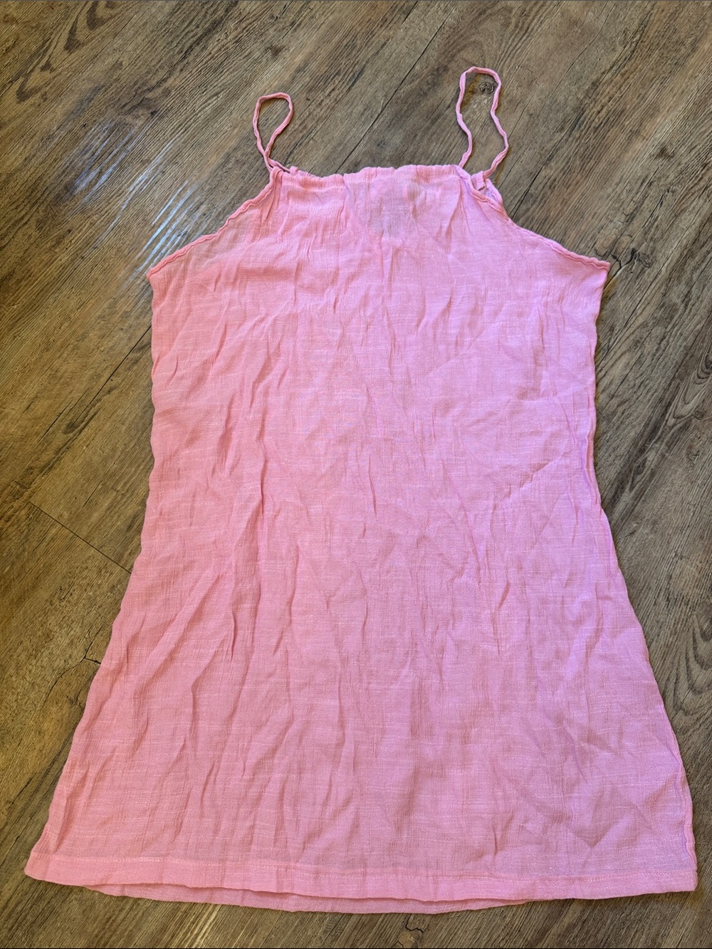 Lightweight Pink Spaghetti-Strap Swim Coverup